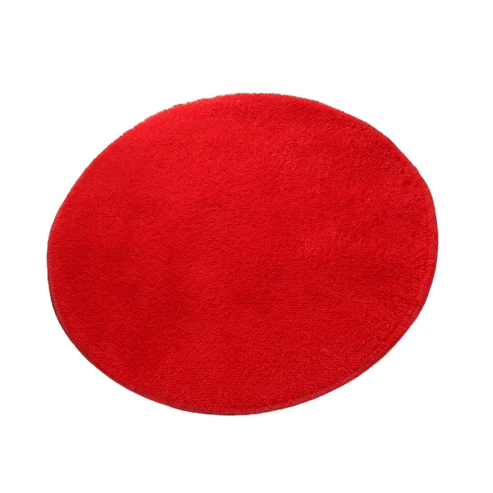 Kafsov Non-Shedding Round Rug, 40in, Low Pile, Machine Washable, Kid & Pet Friendly, Rubber Backing - Red
