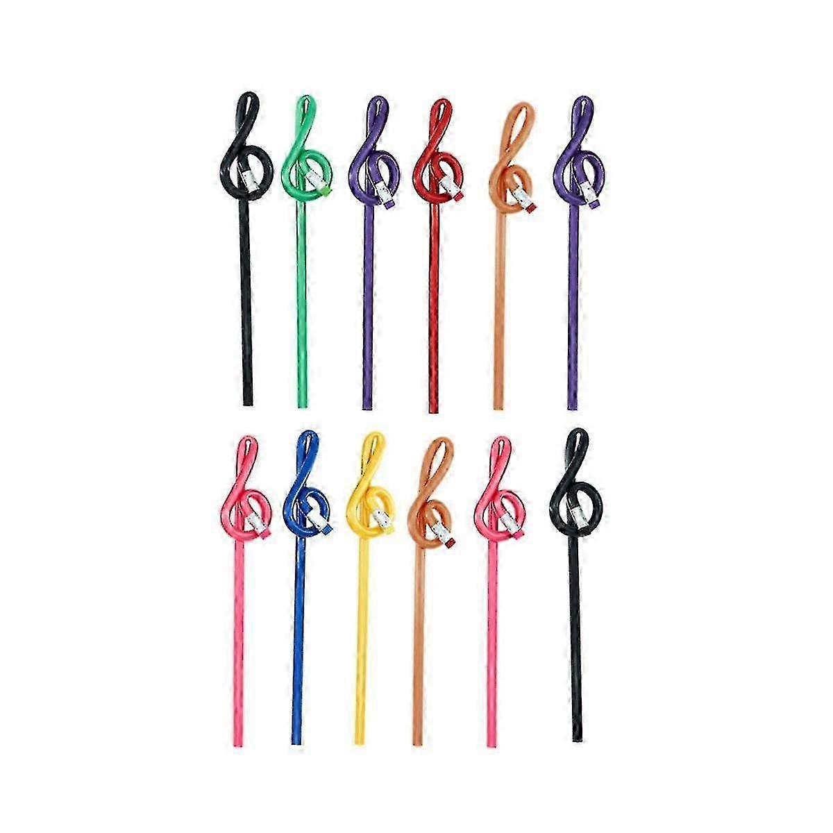 12pcs学生ノート鉛筆消しゴム付き音符鉛筆カラフルな音楽鉛筆木製高音C