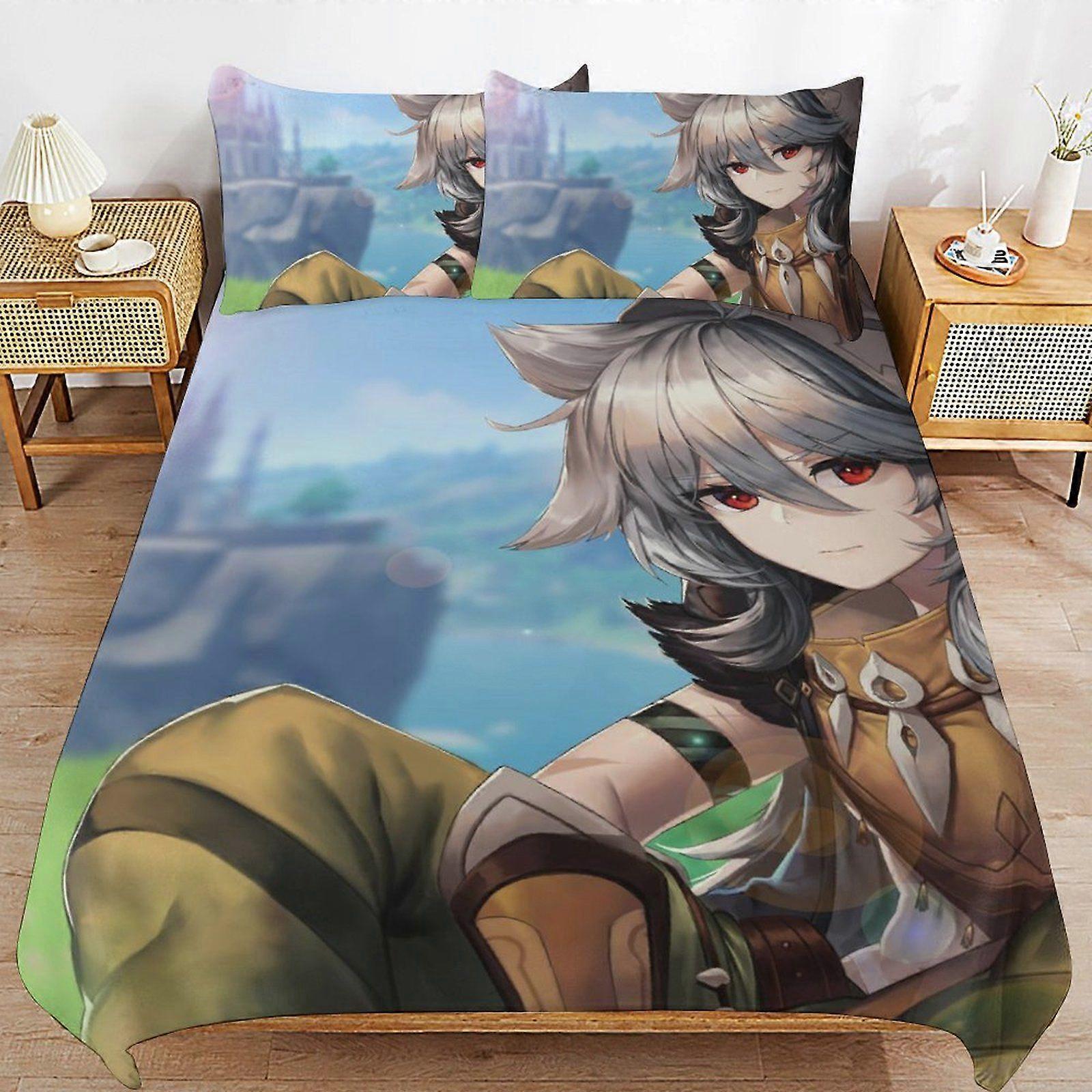 A183 GENSHIN IMPACT Light Feel Soft Touch Consistent Fabric Smooth Sleep Layer Duvet Cover Sets Comfort Kit N183