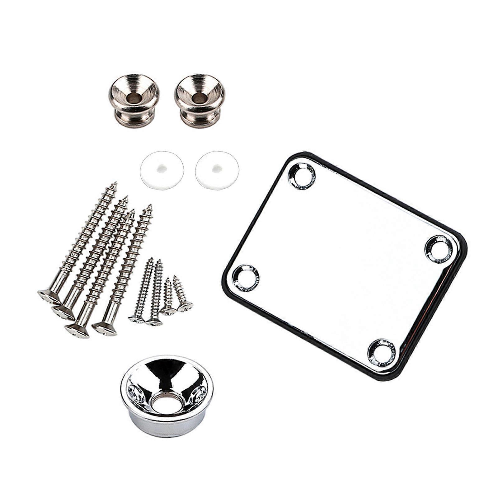 Professional Upgrade Set For Guitars Including Durable Reinforcement Plate And Strap Buttons  Silver