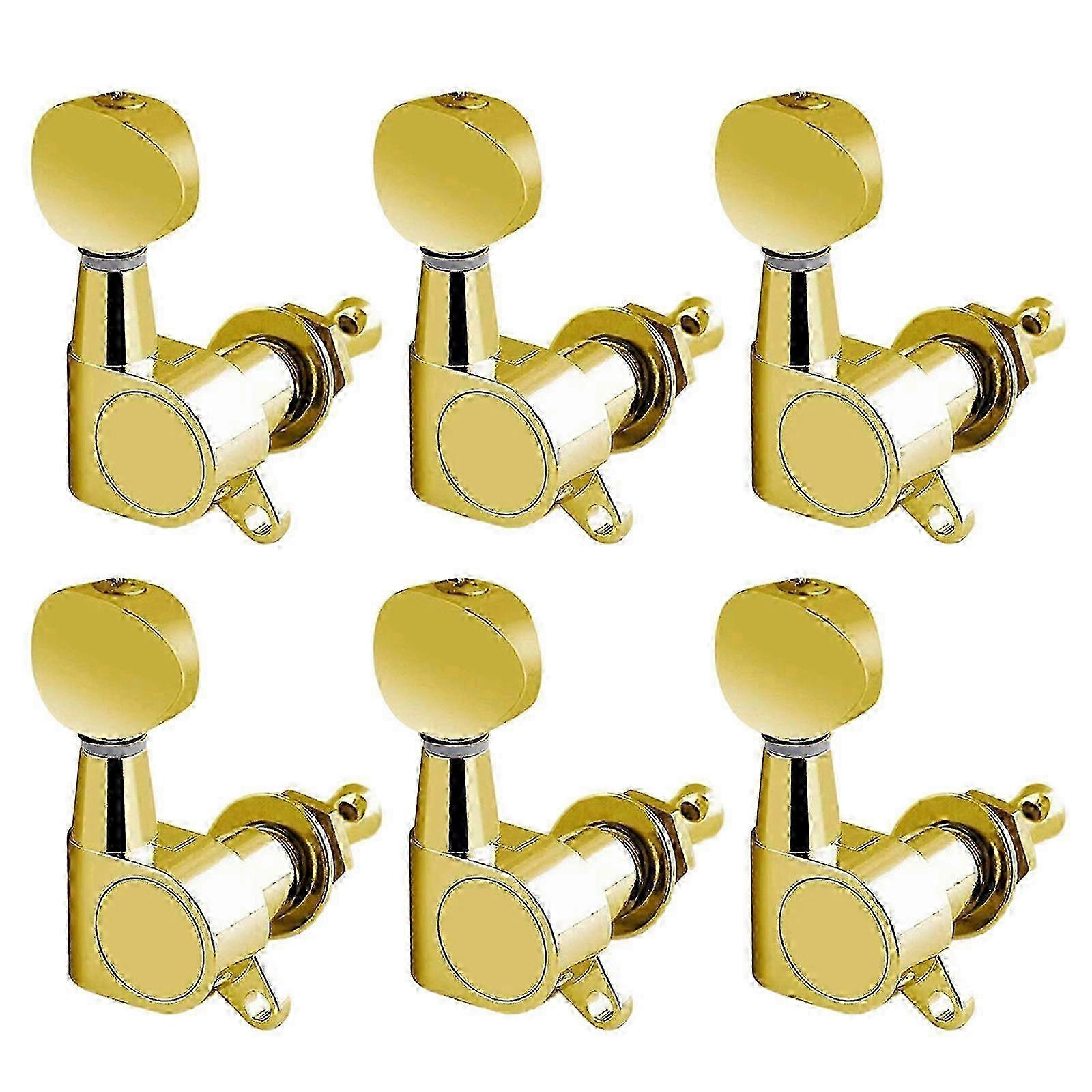 6Pcs Guitar String Tuning Pegs 3R+3L Tuner Machine Heads 1:14 Ratio Guitar Tuning Tuners Head Replacement with Screws