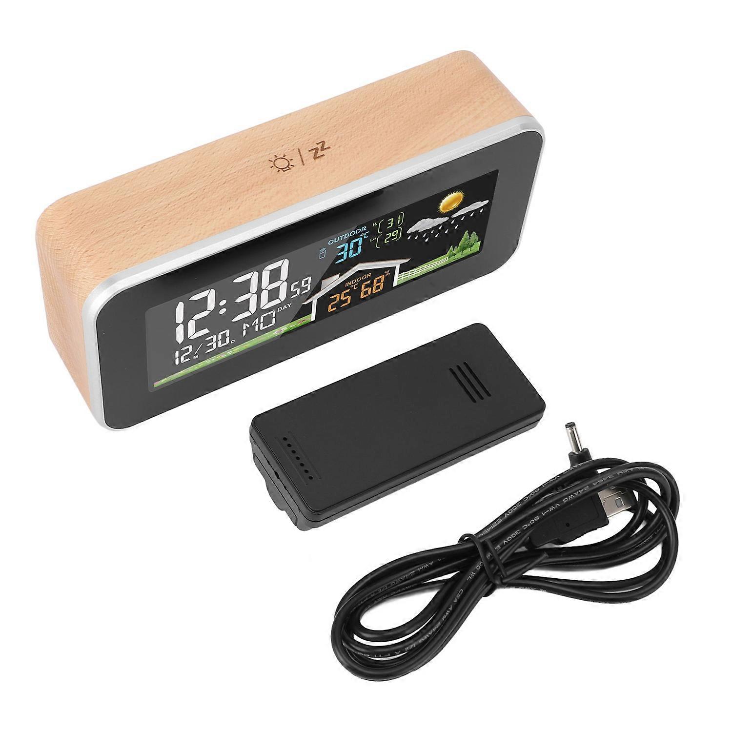 Weather Forecast Clock LCD Color Display Wireless Digital Weather Alarm Clock with Temperature Humid