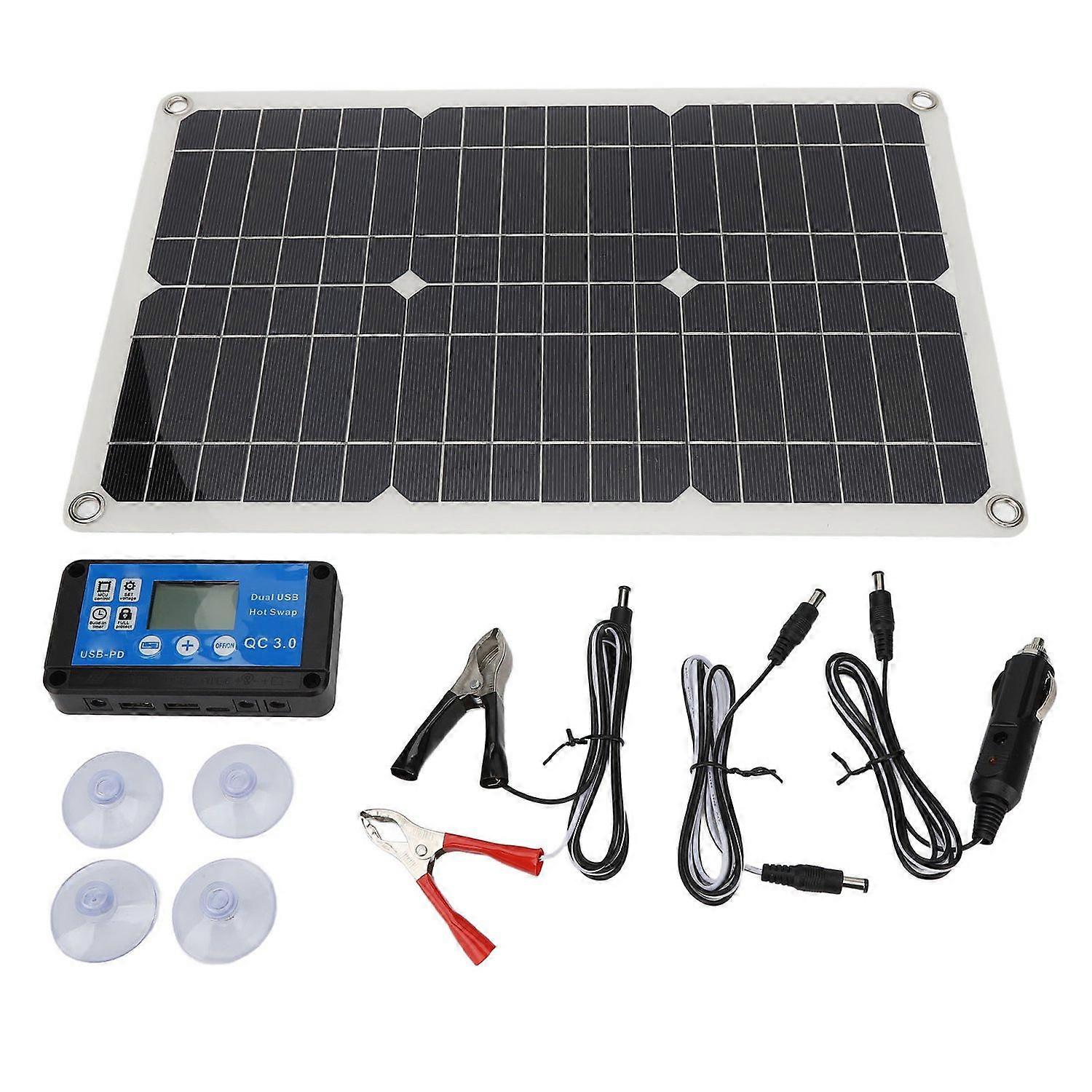 100W 18V Solar Battery Trickle Charger Maintainer Portable USB Controller Monocrystalline Panel Char