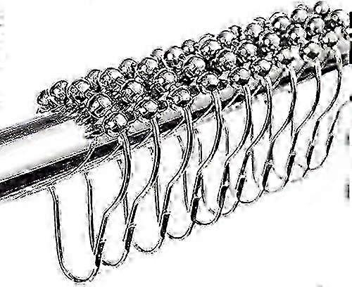 Set of 12 Stainless Steel Shower Curtain Rings with Sliding System, 12 Single Hooks, 69 x 39 mm  Edition 1107