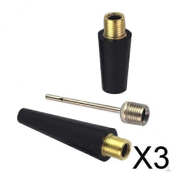 2x3 Piece Ball Pump Nozzle Inflation for , Black, 3