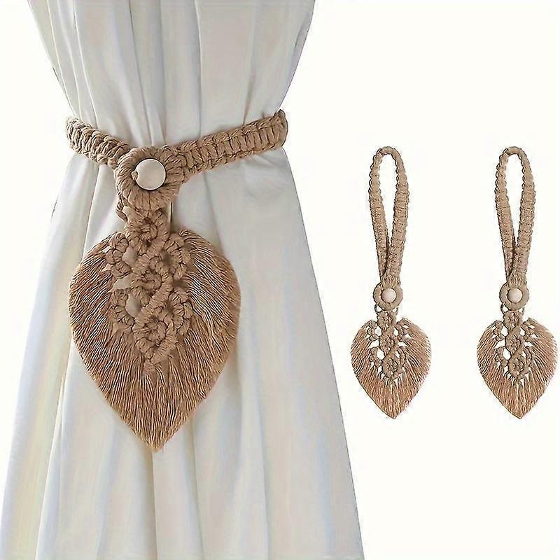 Bohemian Lace Curtain Tie, 1/2 Counts Unique Handcrafted Cotton Leaf Design Curtain Tie, Adjustable Backrest Suitable for Home Office Decora