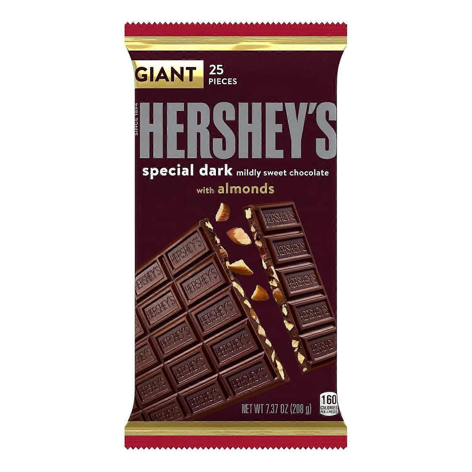Hershey's Special Μαύρη Ήπια Γλυκιά Σοκολάτα με Μπάρα Αμυγδάλων, Giant Size, 7.37 oz