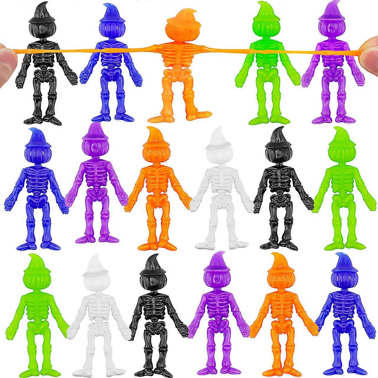 12/24/36PCS TPR Halloween Pumpkin Skeleton Man Soft Glue Elastic Stretching Reducing Pressure Retracting Prank