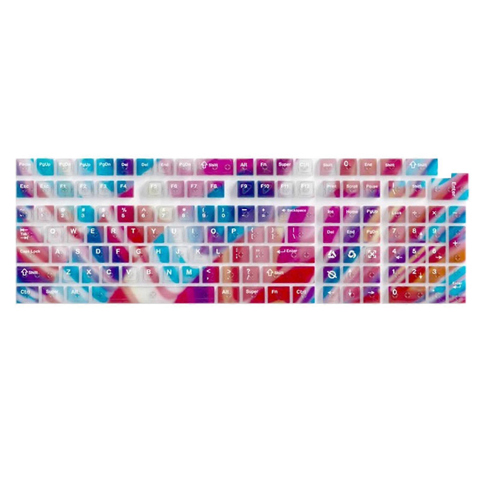 132Piece Rainbow Color Keyboards Keycaps Smooth Tactile Enhances Backlight Visibility For Mechanical Keyboards Multicolor