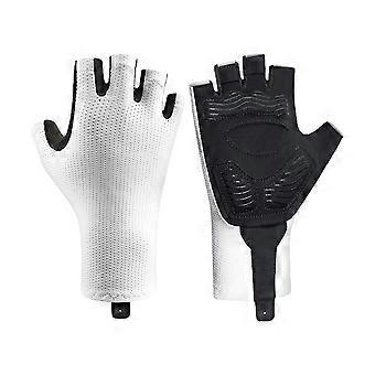Schnelltrocknender, atmungsaktiver Sporthandschuh, rutschfester Halbfinger-Angelhandschuh, Sonnenschutz, fingerloser Fahrradhandschuh, weiß