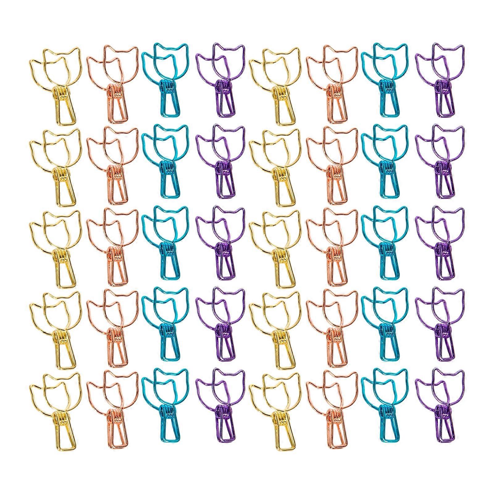 Set Of 40 Metal Paper Clamp Colorful Iron Wire Paper Clip File Organiser Clip for Photo Food Bag Document Note Memos Multicolor