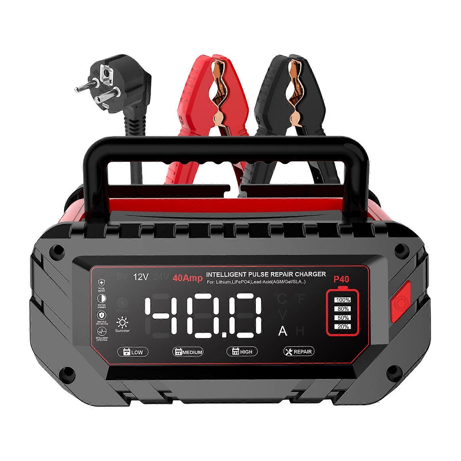 6V/12V/24V Heavy Duty Battery Maintainer Charging Adapter 40A Output Desulfation Stage Charging For Automotive Lifepo4 Multicolor