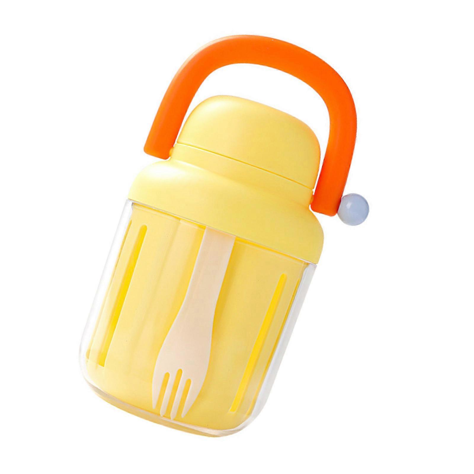 Large Capacity Salad Bowl Double Layer Food Mixing Container Breakfast Cup with Removable Fork and Leakproof Lid  Yellow