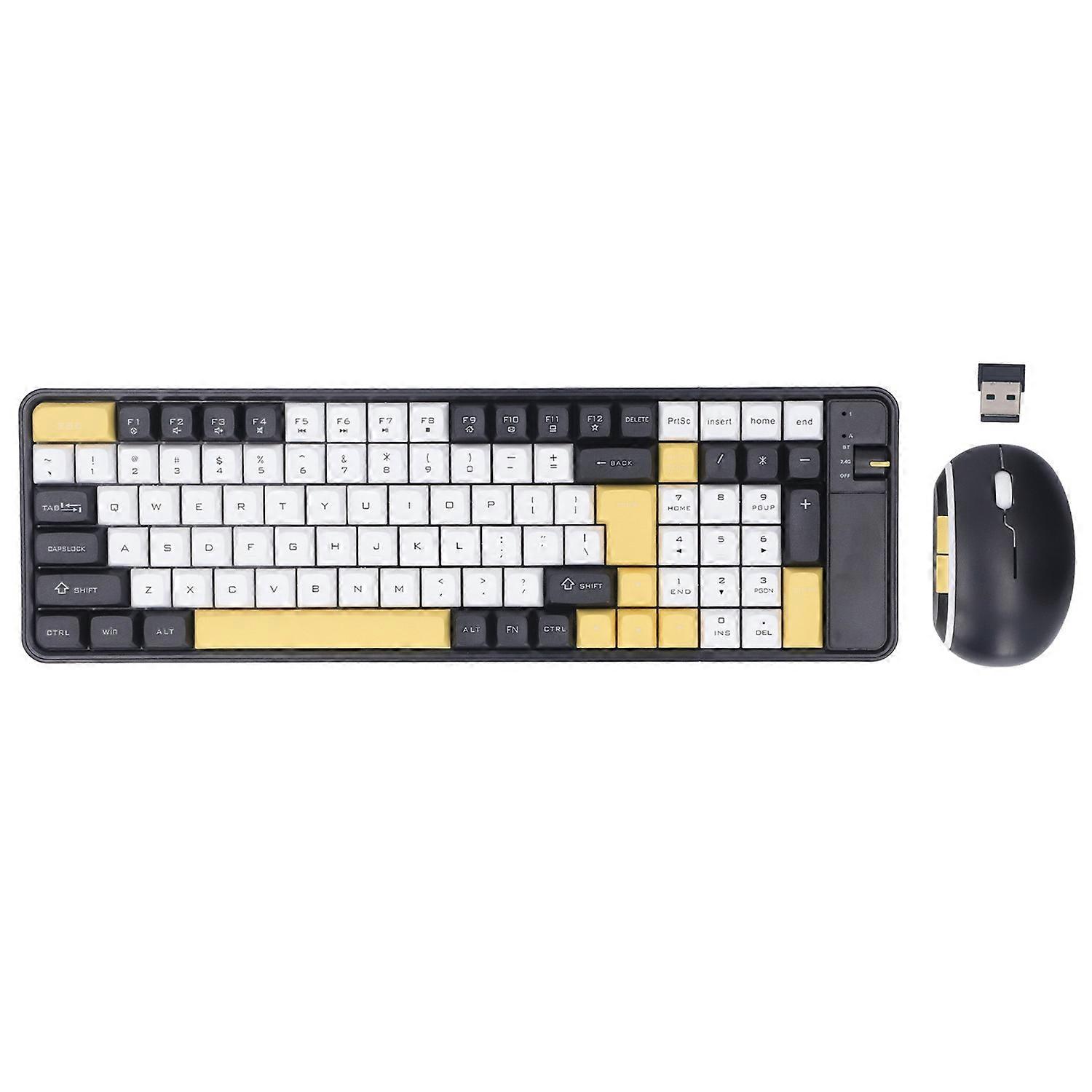 Wireless Bluetooth Keyboard and Mouse Combo Dual Mode 100 Keys Gaming Keyboard 1600DPI Mouse Set for