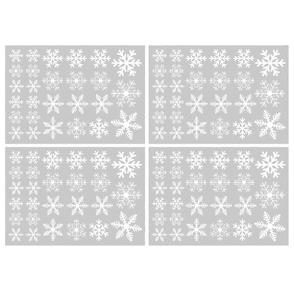 4 Sheets of Christmas Static Stickers Snowflake Window Stickers Showcase Decal