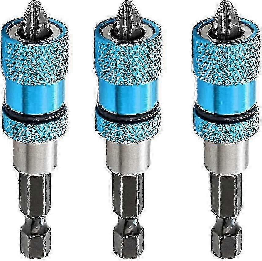3pcs Adjustable Screw Depth Magnetic Screwdriver Bit Holder 1/4" with Phillips 2 Screw Driver Bits,Blue