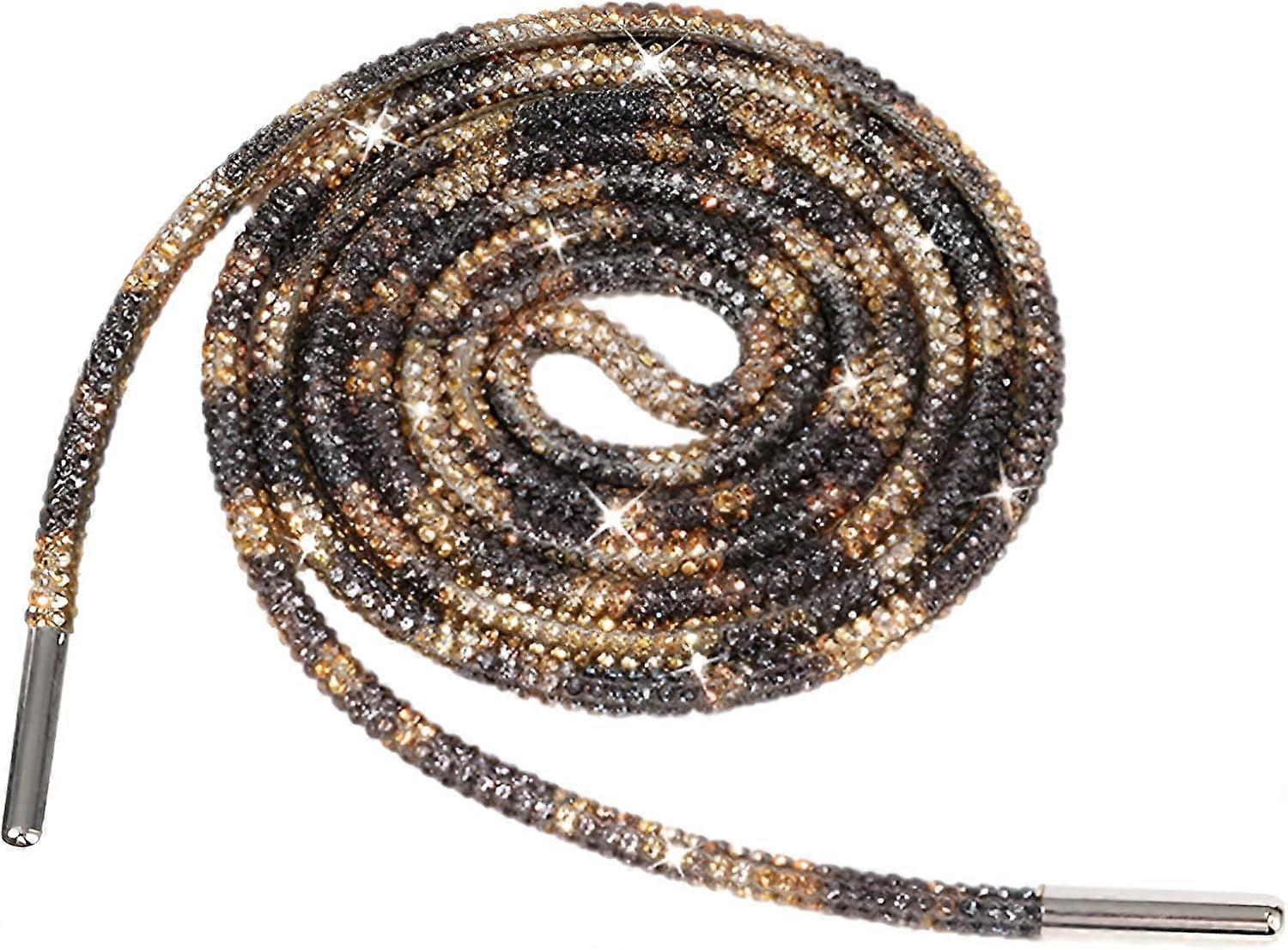 One Piece 4MM/6MM Glitter Round Shoe Lace with Rhinestones Drawstring Cord Hoodie Strings Replacements  4mm-leopard