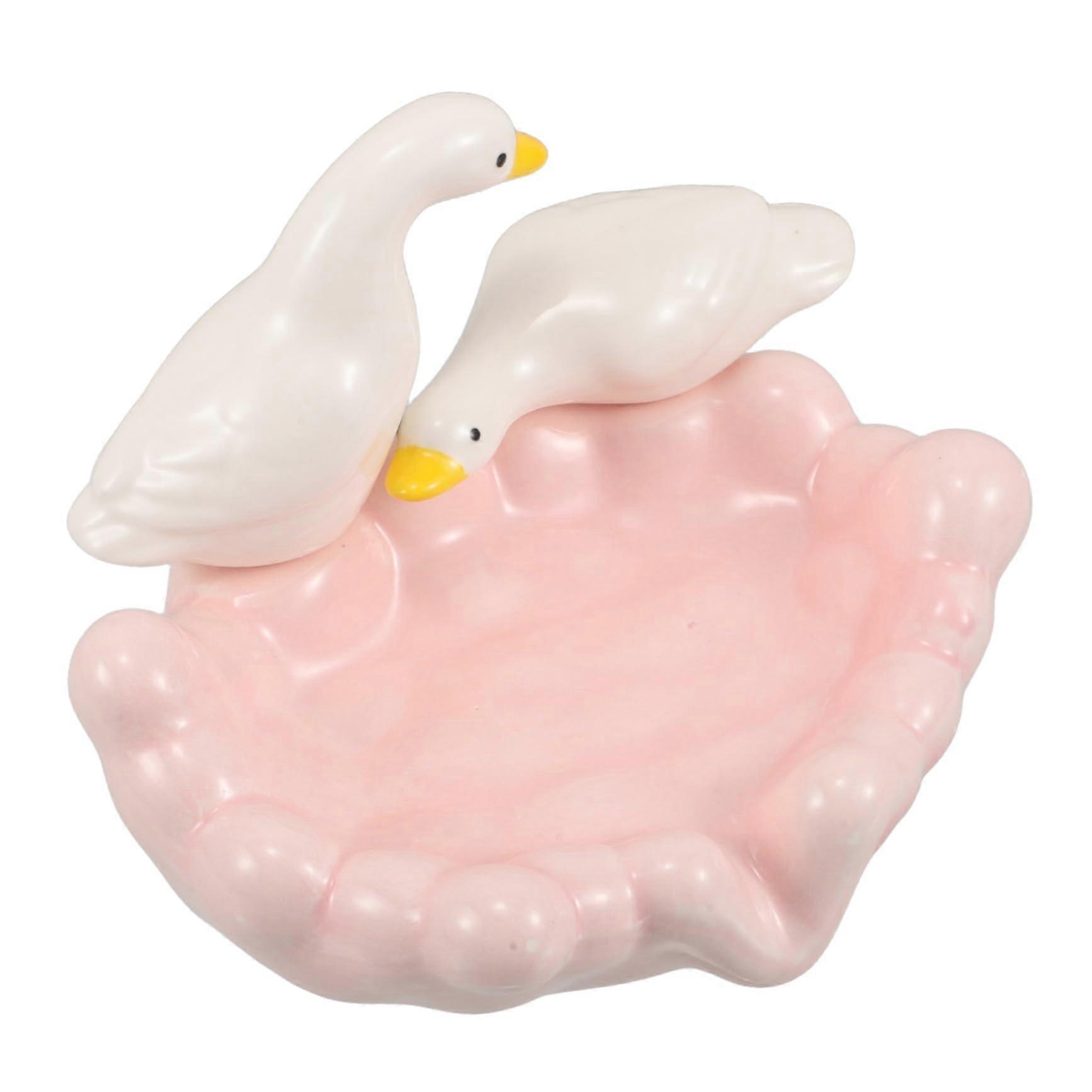 Ceramic Duck Soap Dish SelfDraining Holder for Bathroom or Kitchen Sink Storage