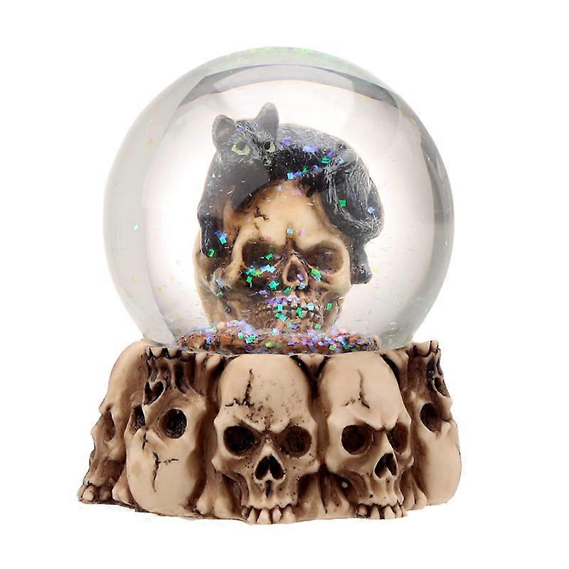 Gothic Skull Snow Globe - Black Cat Crow and Bat Skull 1 Pack