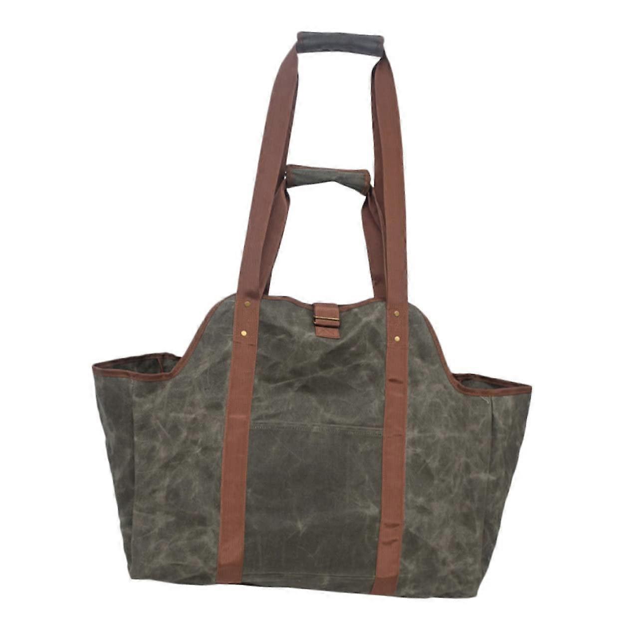 Waterproof Canvas Firewood Log Carrier Tote Bag with Large Capacity for Fireplace Storage