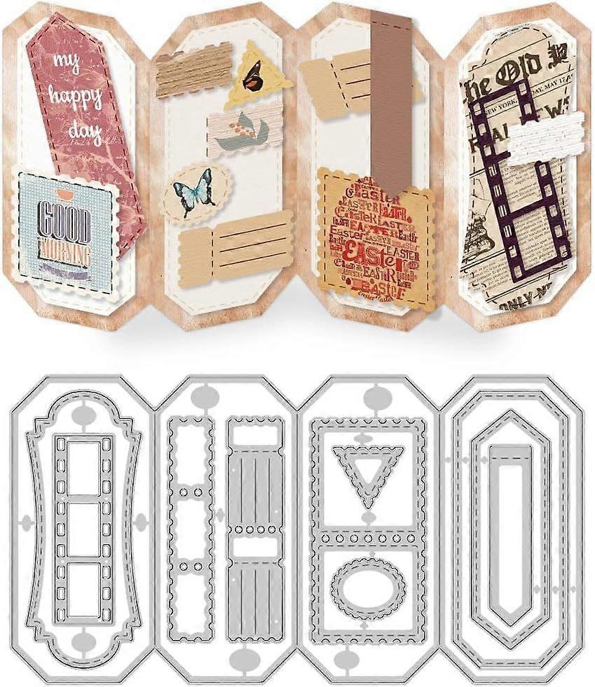 3D Folded Card Cutting Dies Carbon Steel Die Cuts Stencils Trifold Frame Embossing Scrapbooking Template for Greeting Card Making Party Invitation Pho