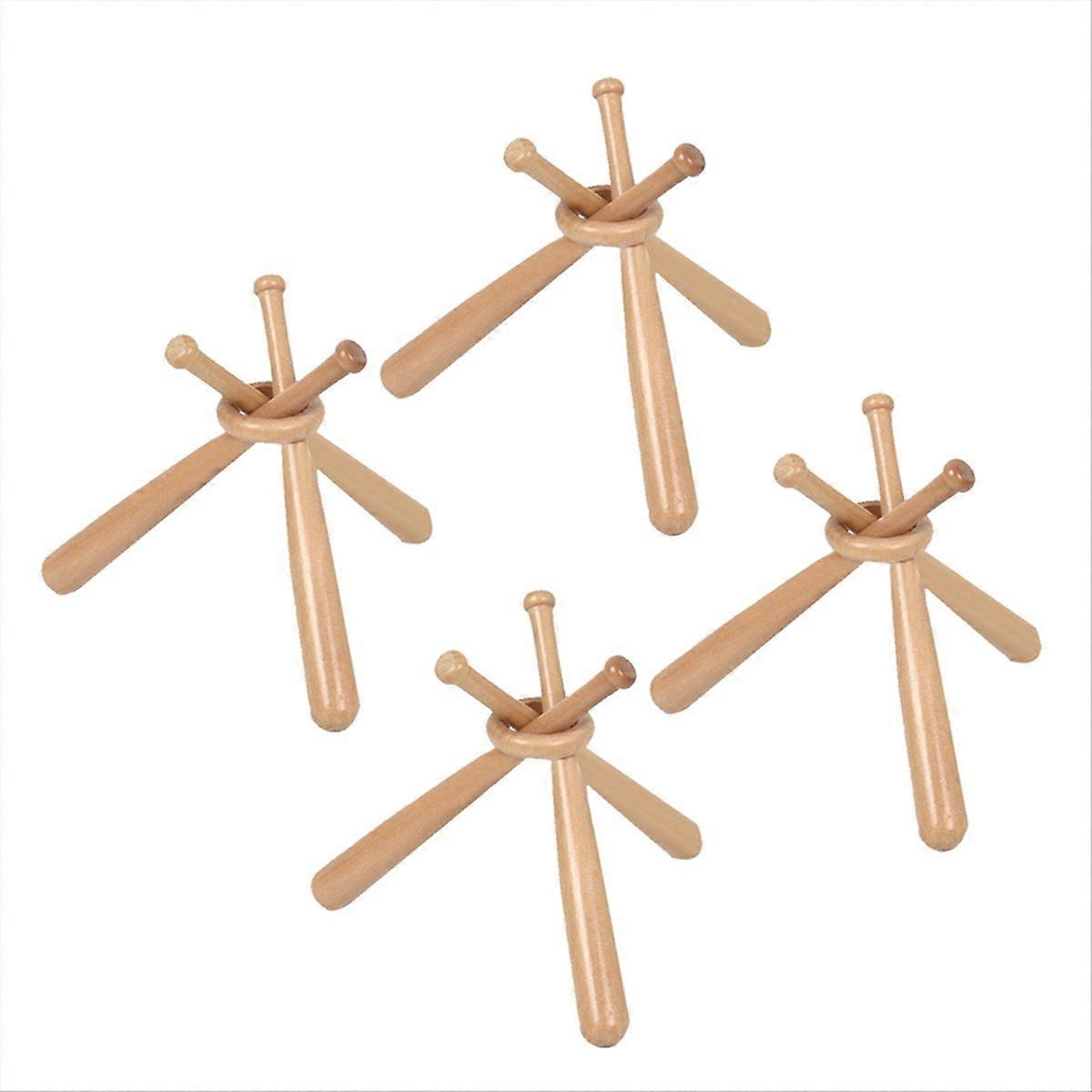 4 sæt træbaseballstandere til baseballfans