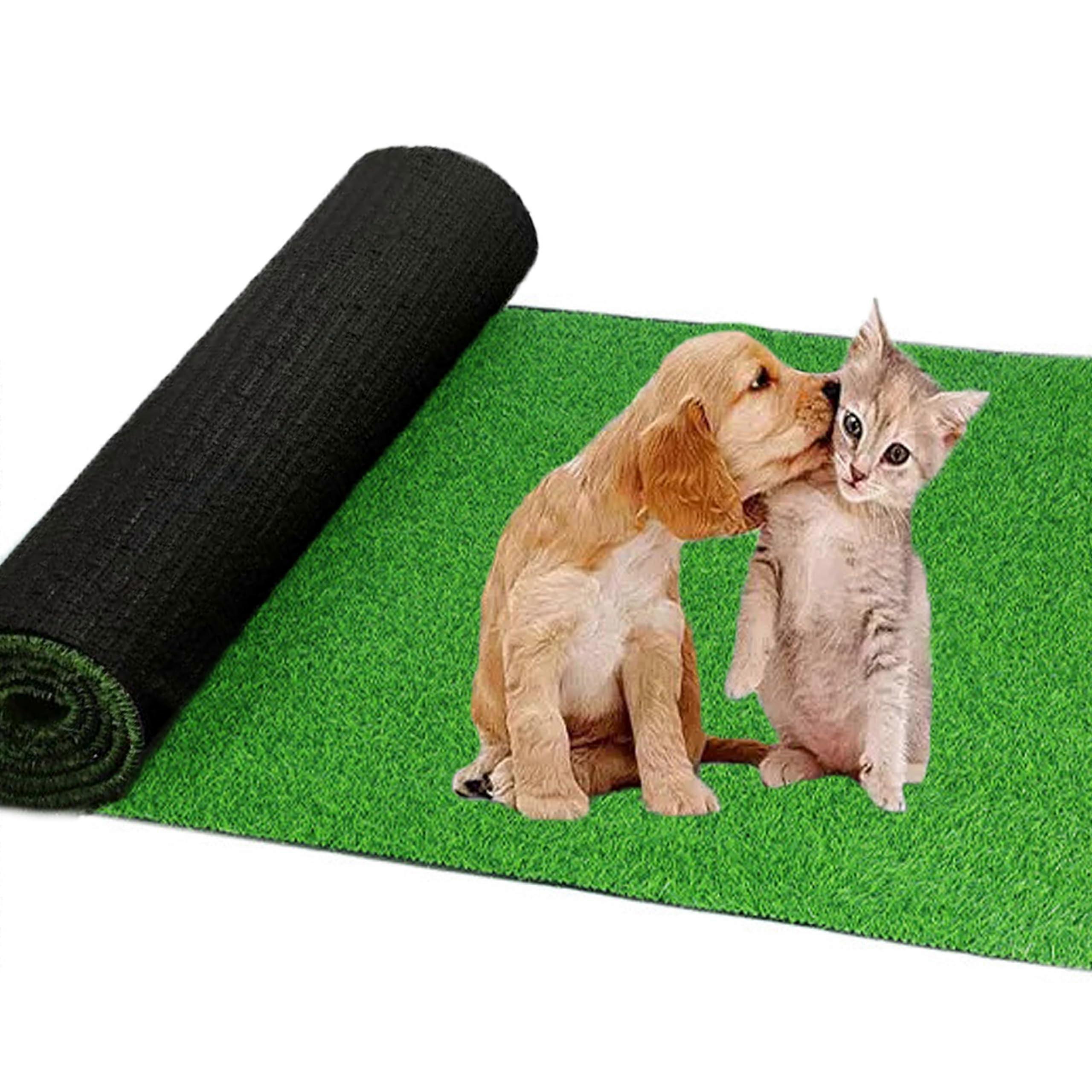 3 Rolls Artificial Grass Mat with Drainage Holes, Realistic Turf for Pets Garden Lawn Patios