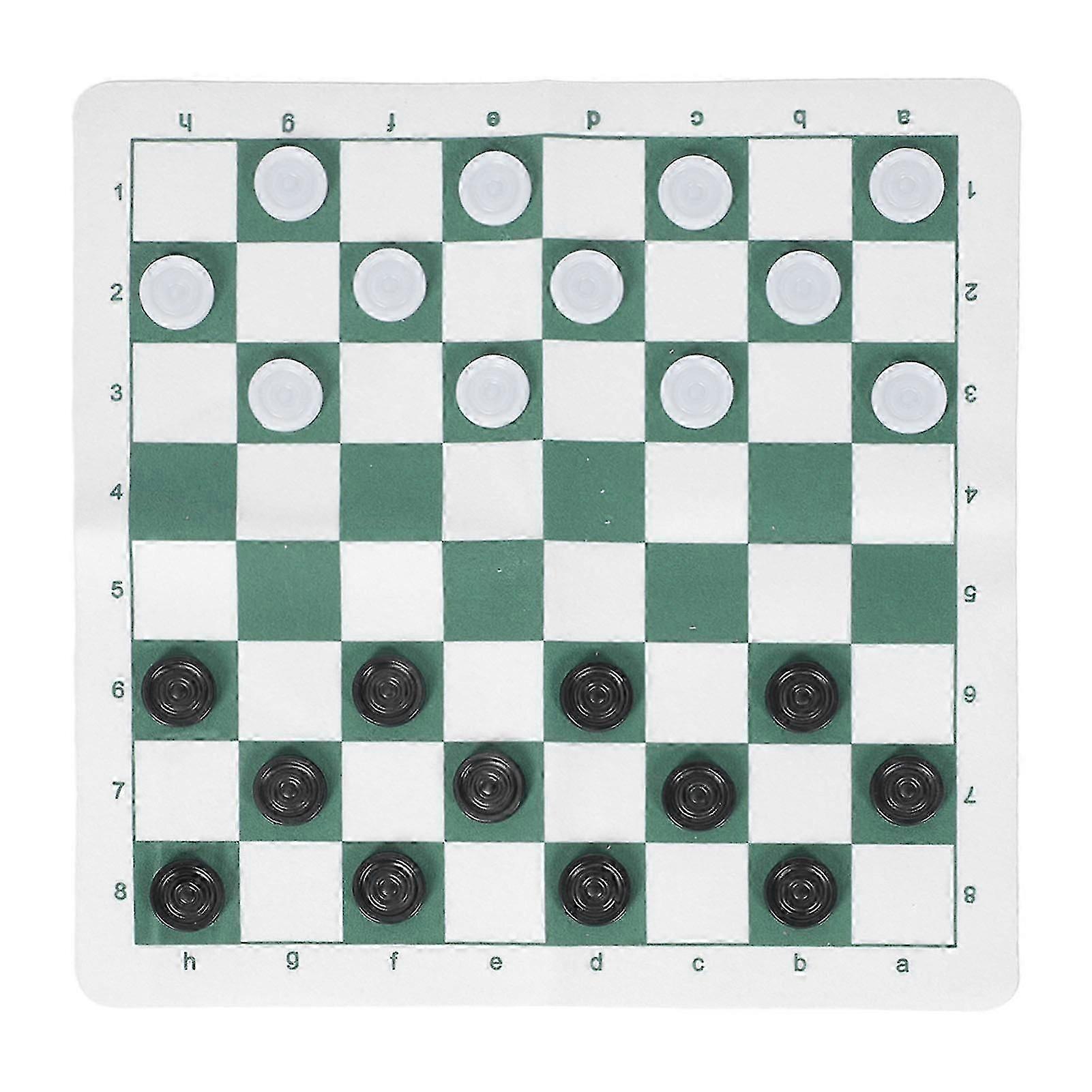 2025 Portable Foldable PU Leather Checkers Set Board 35cm Green