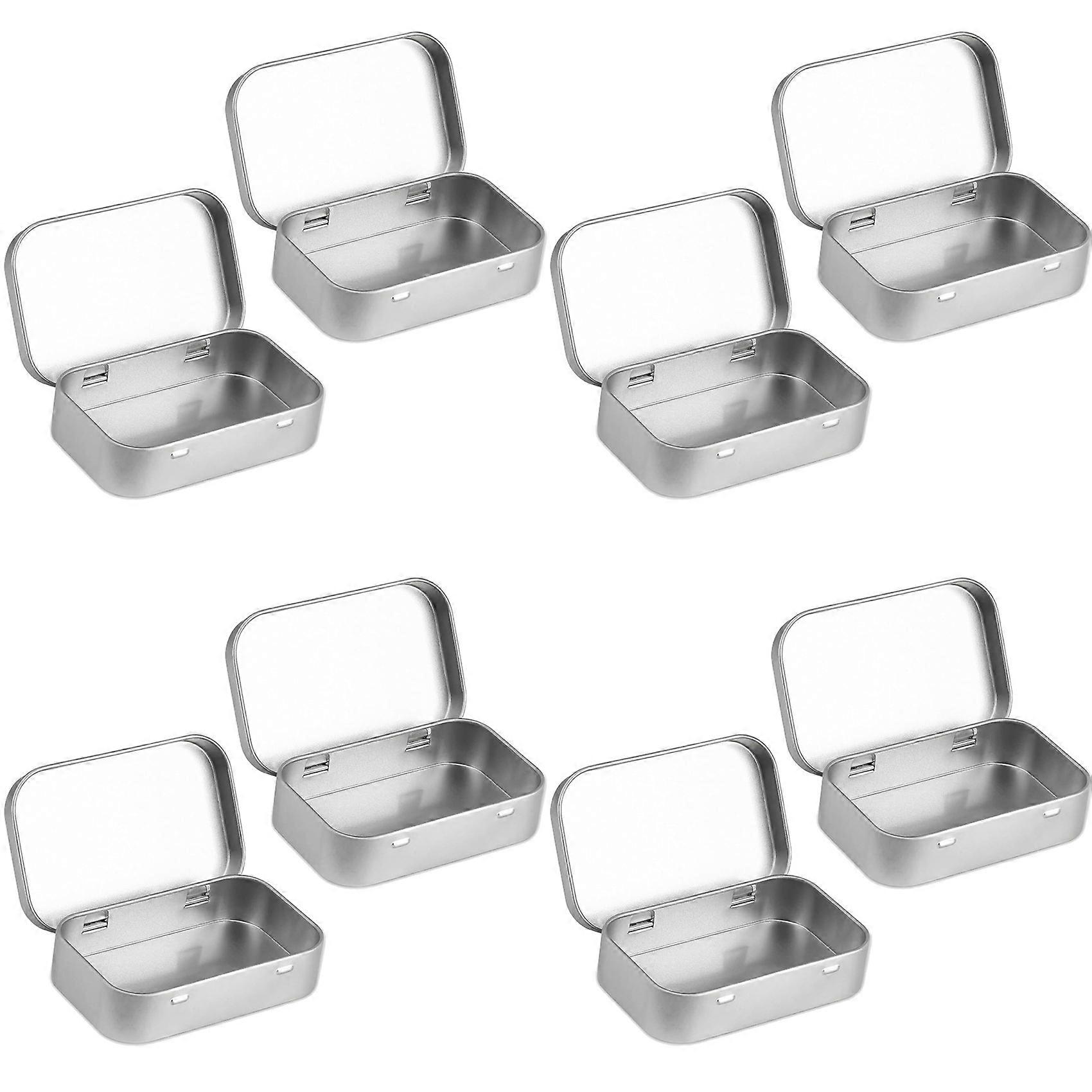 8 PCS Small Storage Box with Lid Rectangular Small Tin Boxes Metal Box with Lid Small Tin Box for Home Storage Silver