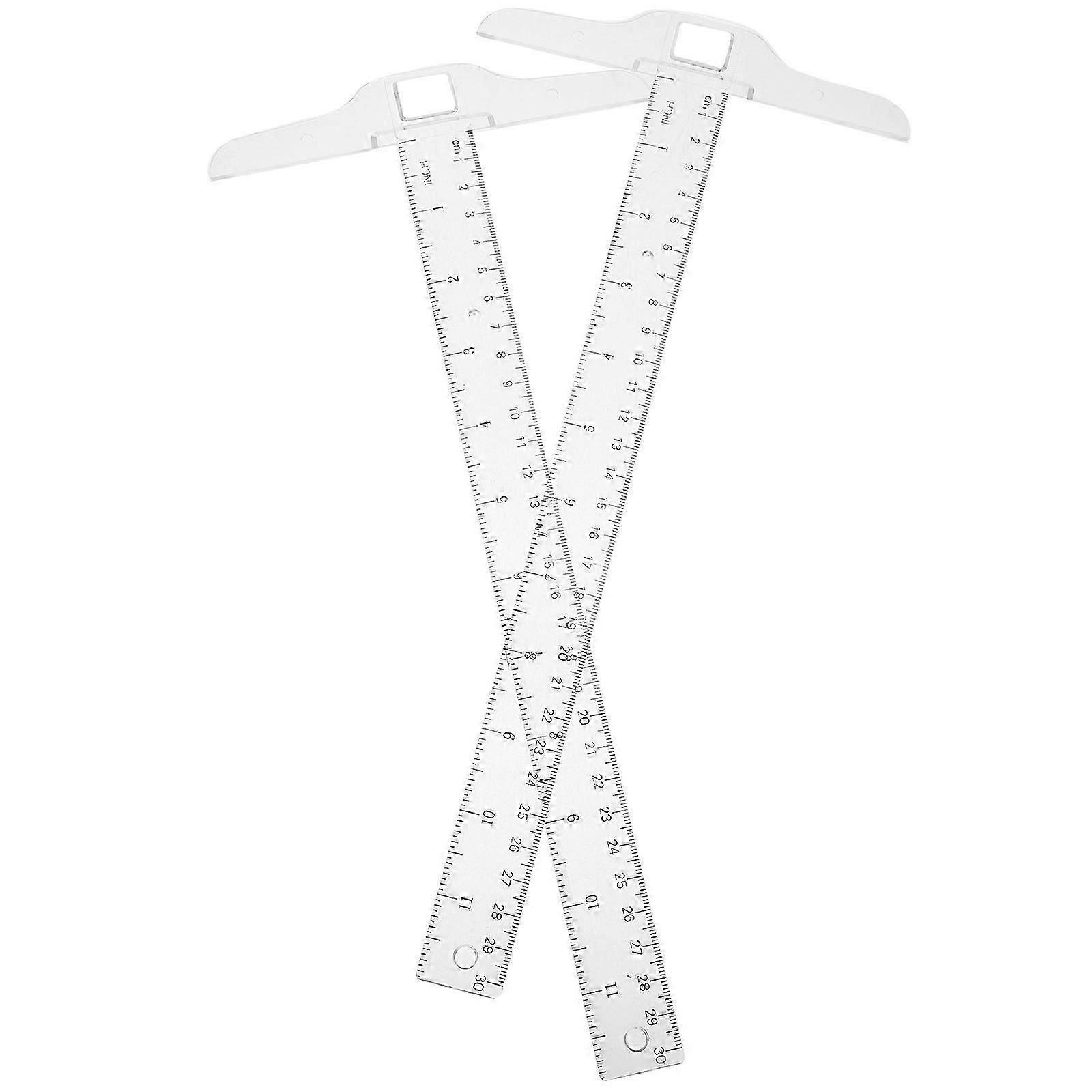 2PCS 30cm T Shape Ruler T-Square Double Side Centimeter Scale Plastic Measuring Tool for Drafting and General Layout Work