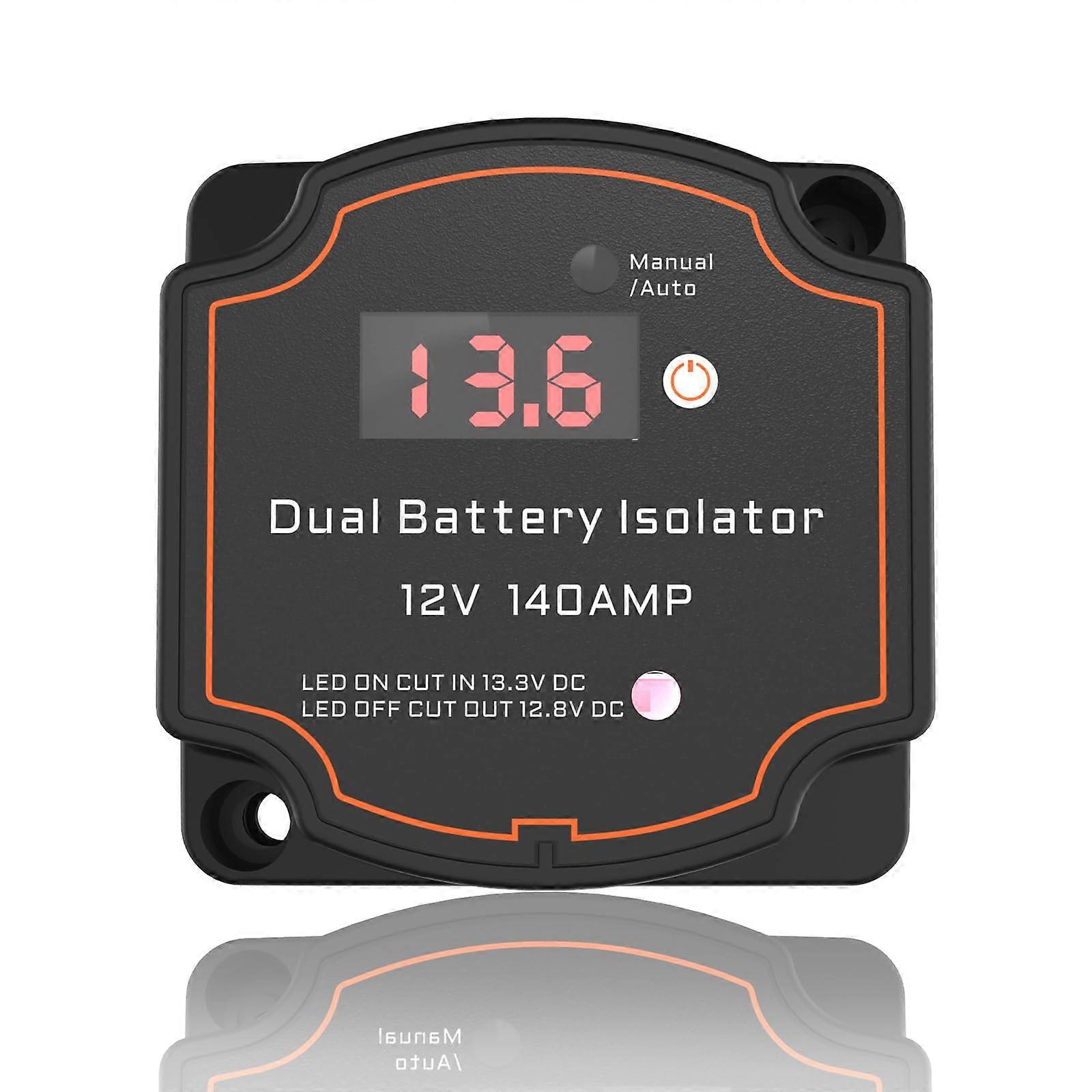 12V 140A Dual Battery Isolator with Auto Manual Control, Waterproof Voltage Sensitive Relay for RV Marine ATV Boat