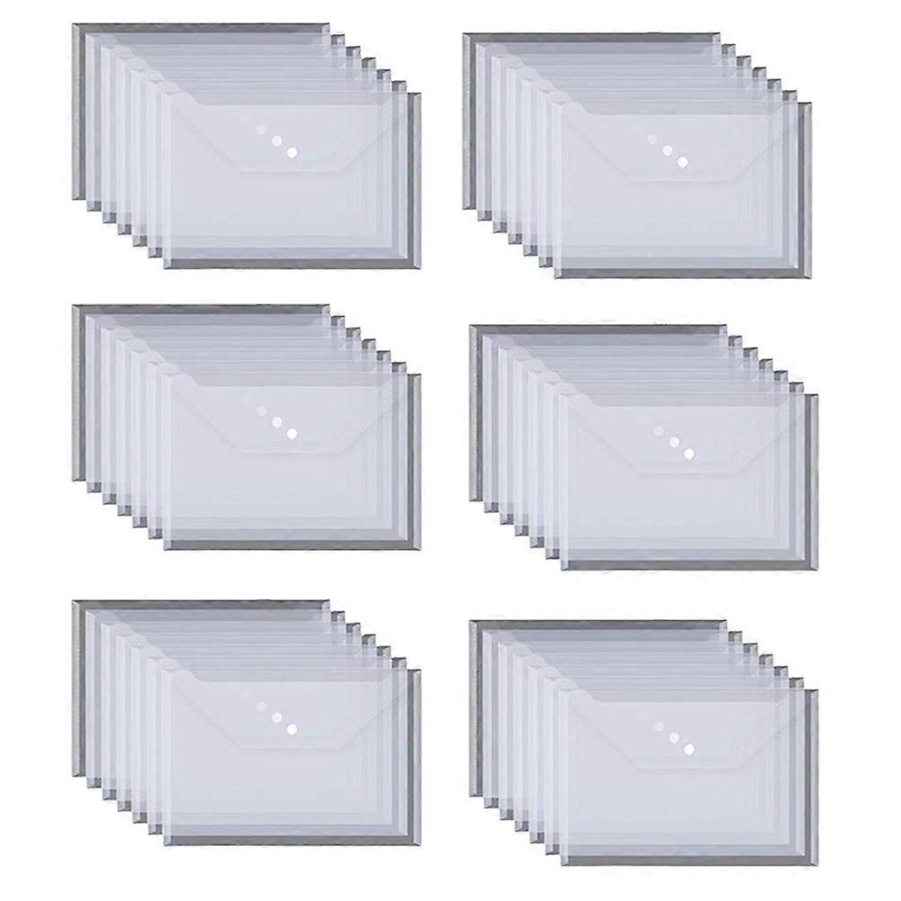 50PCS Transparent Waterproof Envelope Folder with Buttons, A4 Size, Thickened Plastic Material for School Office