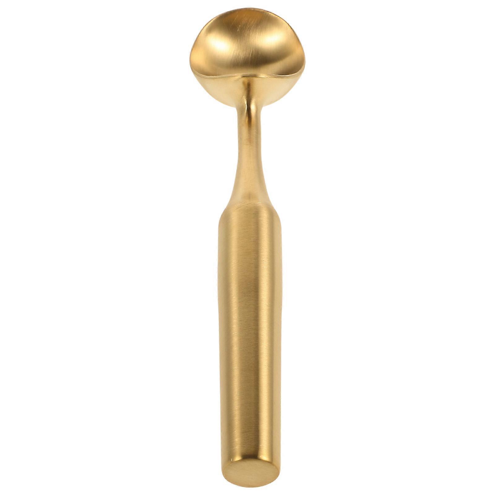 Golden Stainless Steel Ice Cream Scoop with Long Handle for Home Efficient Scooping and Easy Cleaning