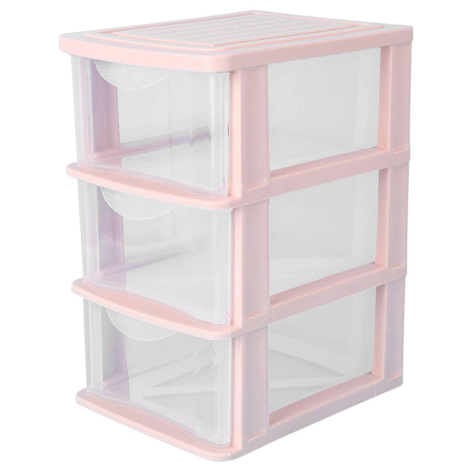 Plastic Drawer Storage Cabinet with Clear Drawers, 3Layer SpaceSaving Organizer for Home Office