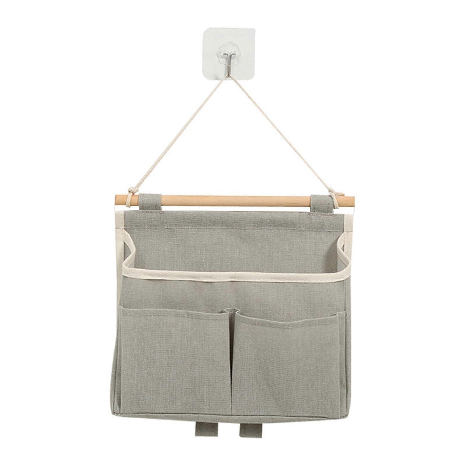 Hanging Storage Bag Waterproof Fabric Wall Hanging Organizer with SpaceSaving Pockets, Light Grey