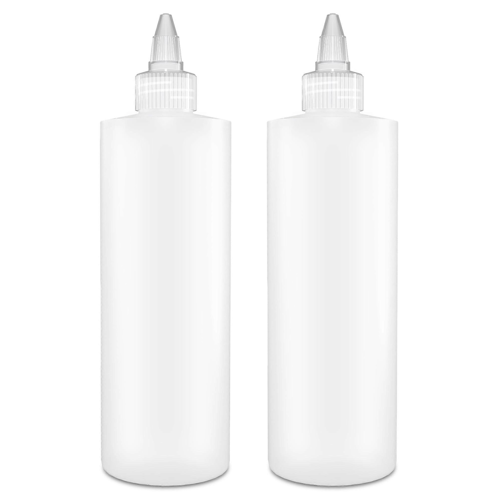 Condiment Squeeze Bottles 16oz BPA  Leak Proof Clear Plastic with Twist Cap for Kitchen and Crafts 2 Pack