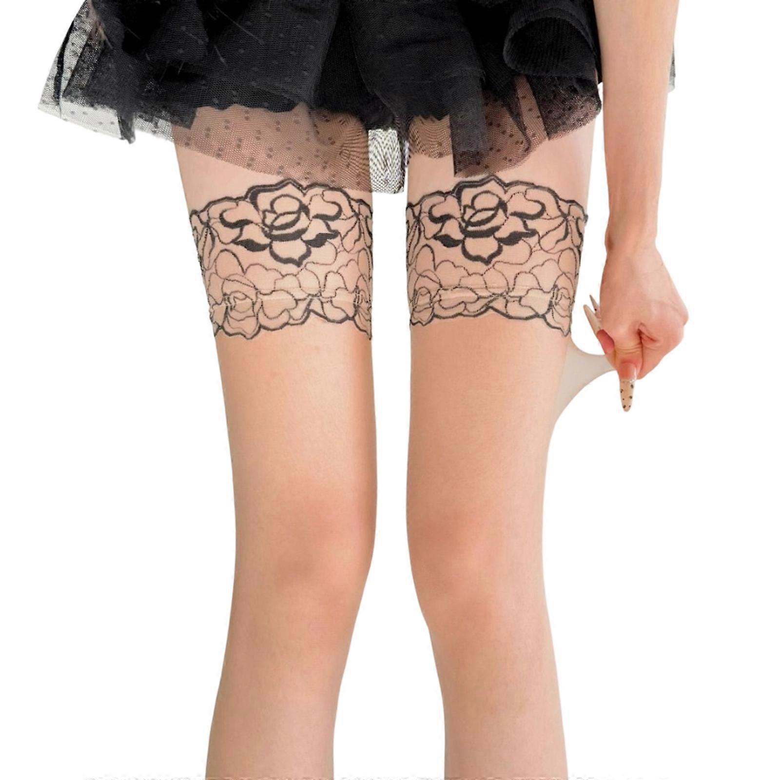 Bas cuissardes transparents, collants en dentelle, lingerie pour femmes, collants fins en soie, pour peaux foncées