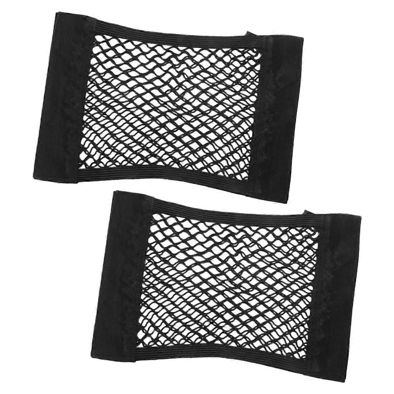 2pcs Double Layer Car Trunk Organizer Mesh Cargo Net with Adhesive Tape Universal Fit for Camping