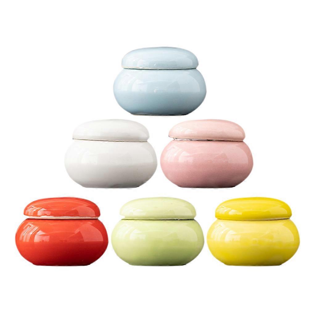 6Pcs Mini Ceramic Tea Storage Jars in Assorted Colors
