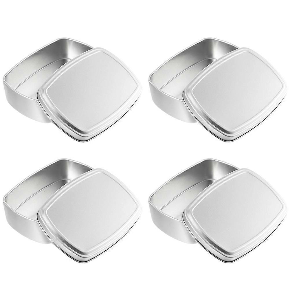 Rectangular Aluminum Soap Boxes for Storage 4Pcs with Lids Silver