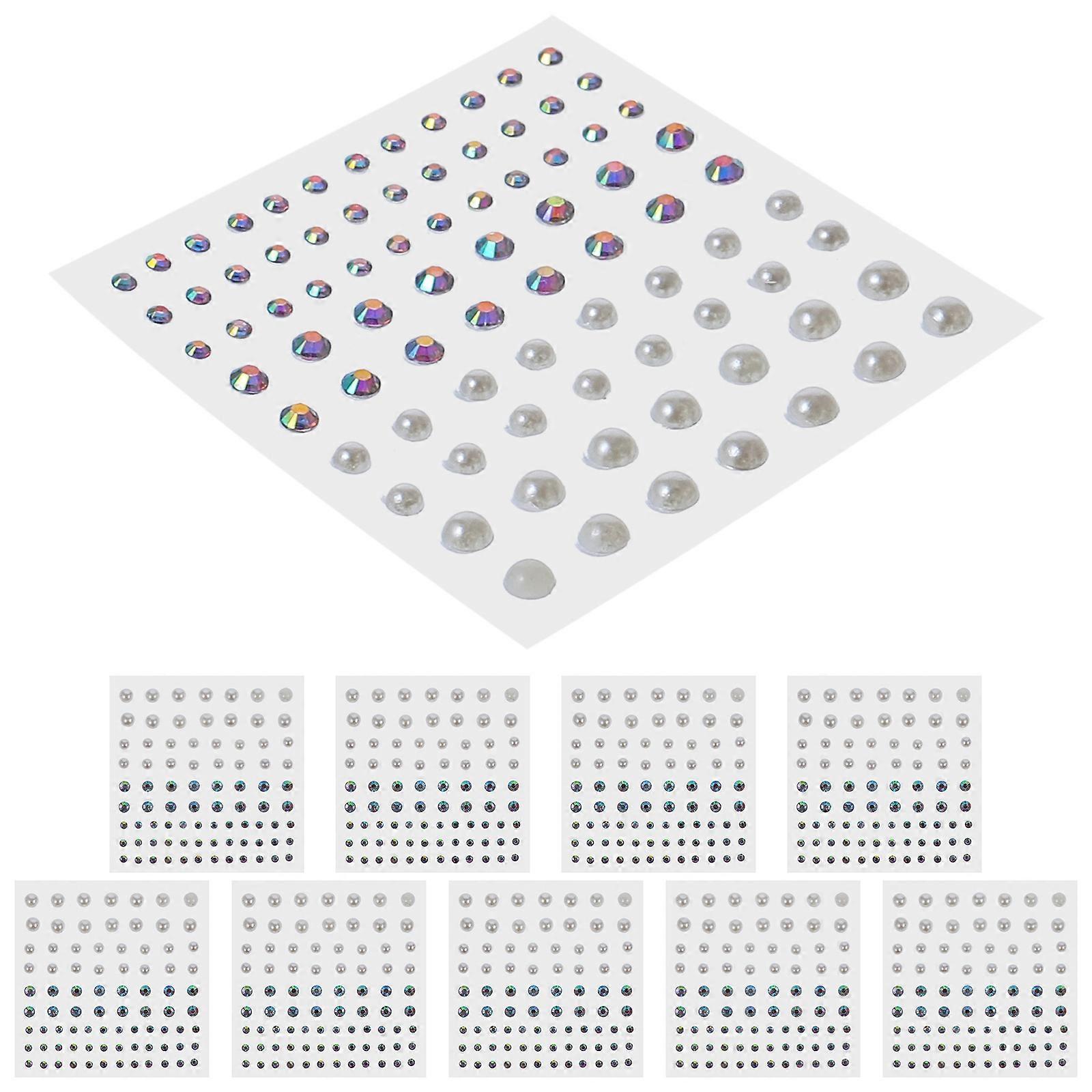 Face Gems Stick on for Decor 10 Sheets Self Adhesive Acrylic Stickers