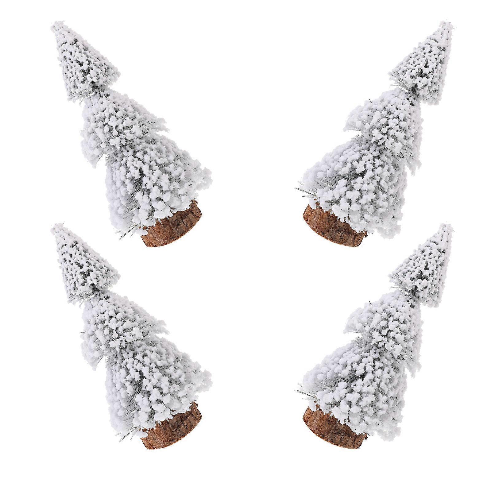 Mini Christmas Tree Pine Tree for Decoration 4Pcs White Festive Party Decor