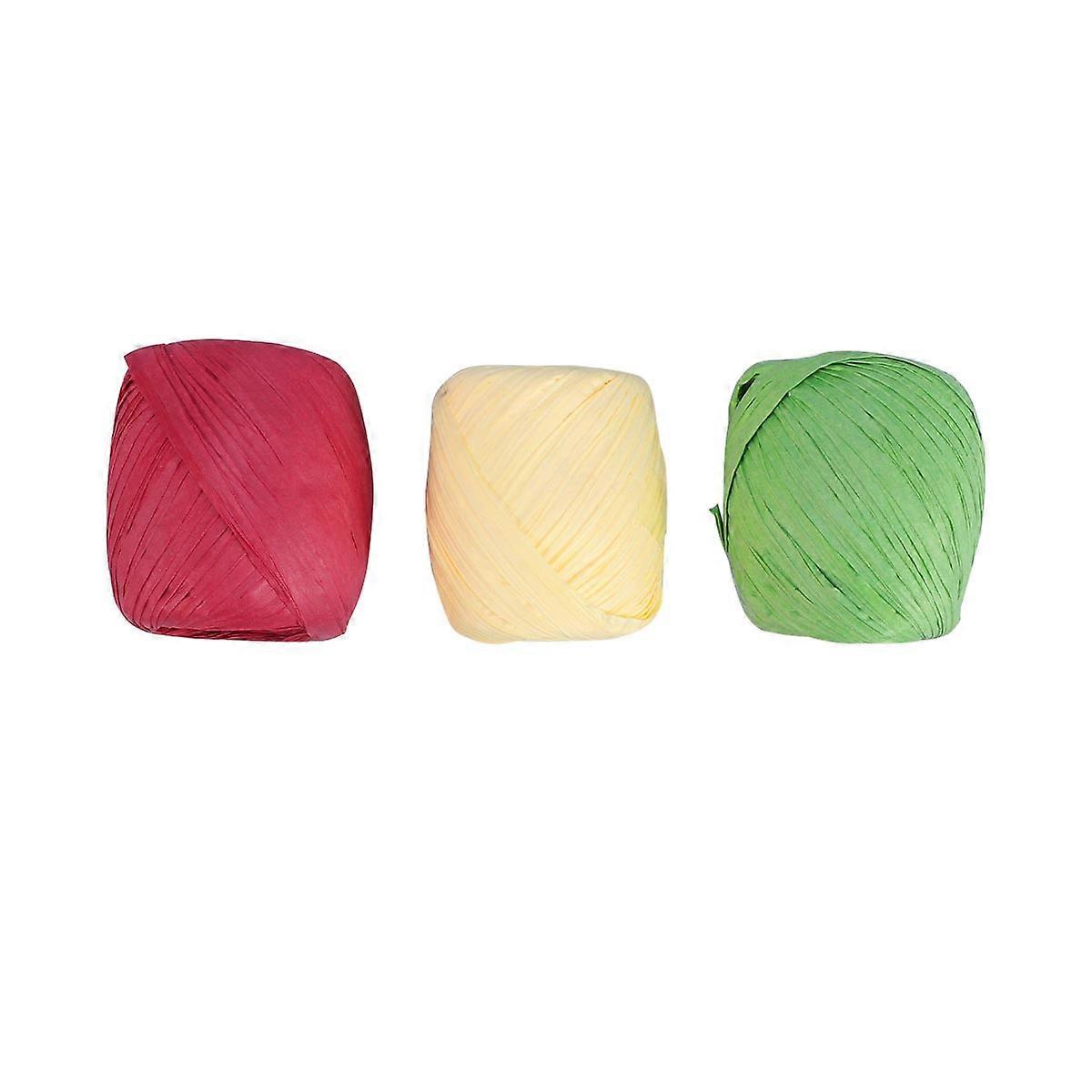 Gift Packaging Ribbon Raffia Straw String for Decoration 3 Rolls