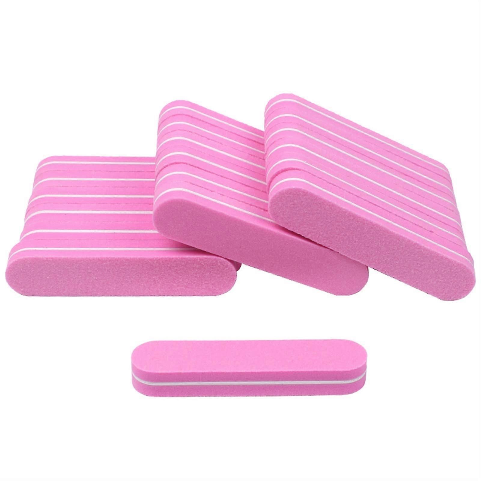 60pcs Mini Nail File Buffer Block Pink Double Sided Washable for Professional Manicure Pedicure