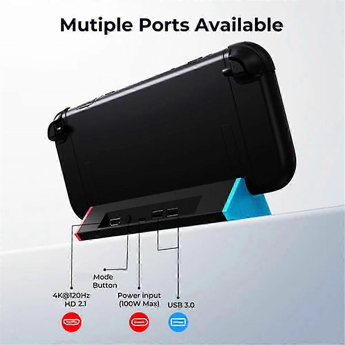 For Switch 2 Dock Station 4K@120Hz -Compatible USB & Type C Ports Enhanced Gaming Performance Access
