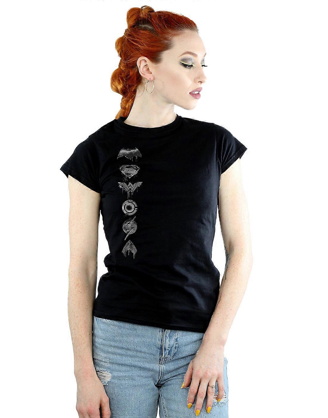 DC Comics Women's Justice League Movie Sprayed Emblems T-Shirt