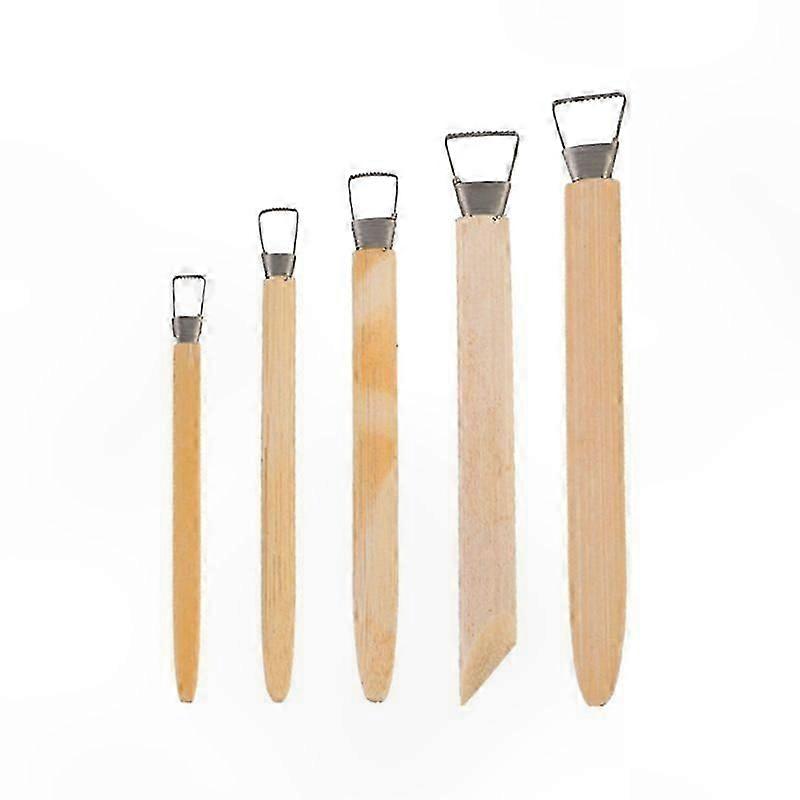 5-Piece Bamboo Clay Tool Set for Pottery and Ceramics Crafting