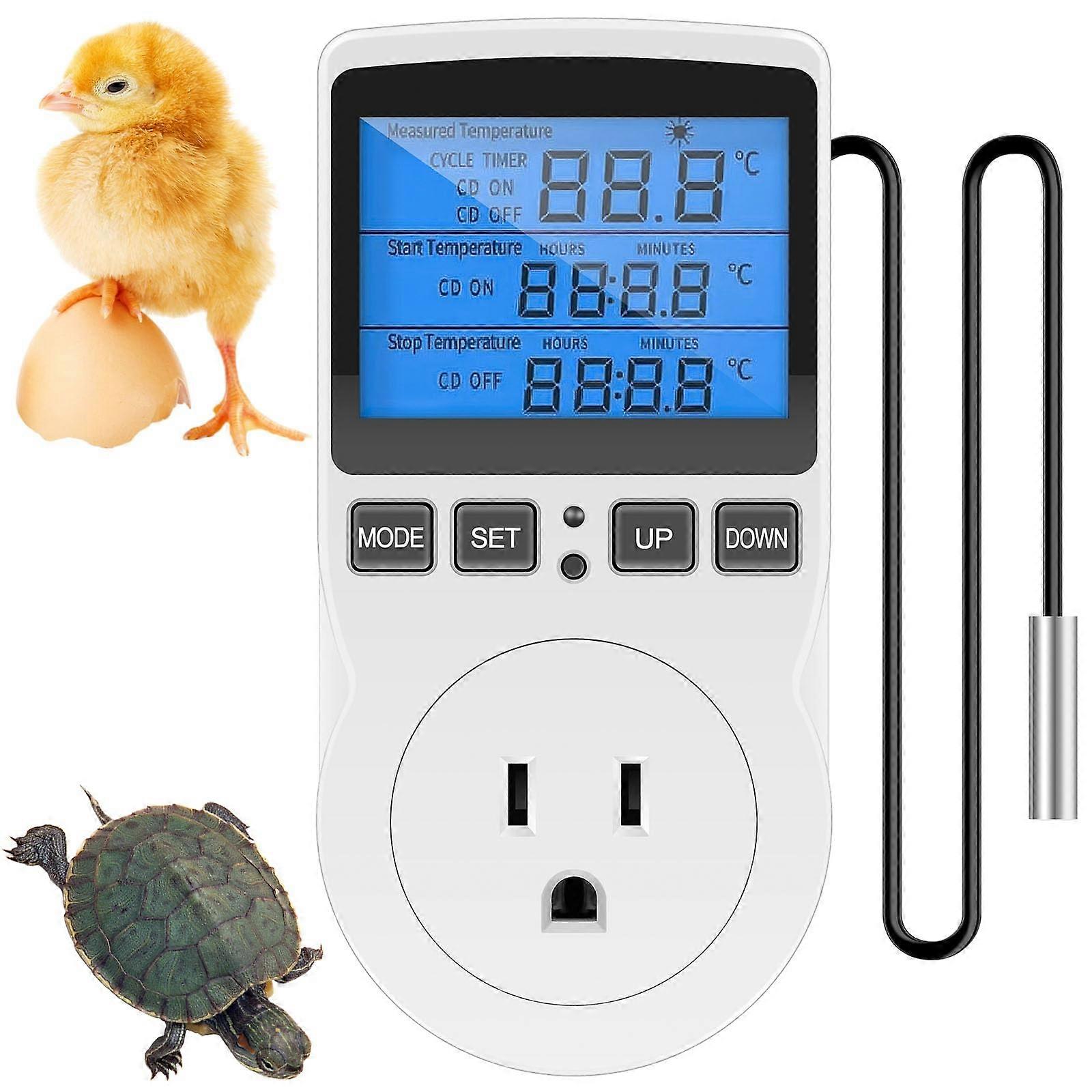 Digital Temperature Controller Plug with LCD Display, Dual Heating Cooling Modes and Timer, 1800W 15A