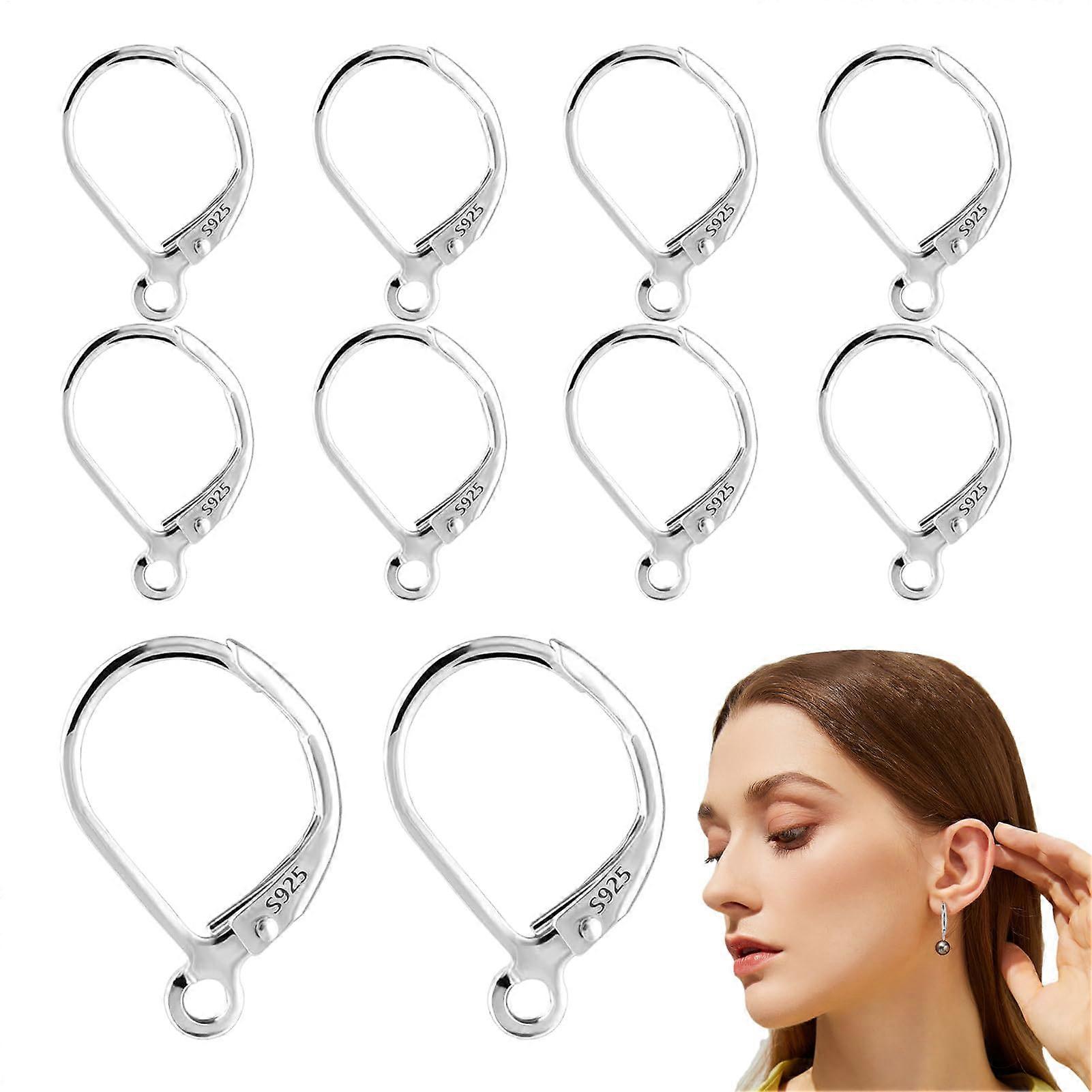 925 Sterling Silver Leverback Earring Hooks for Jewelry Making, Hypoallergenic ClosedLoop Design