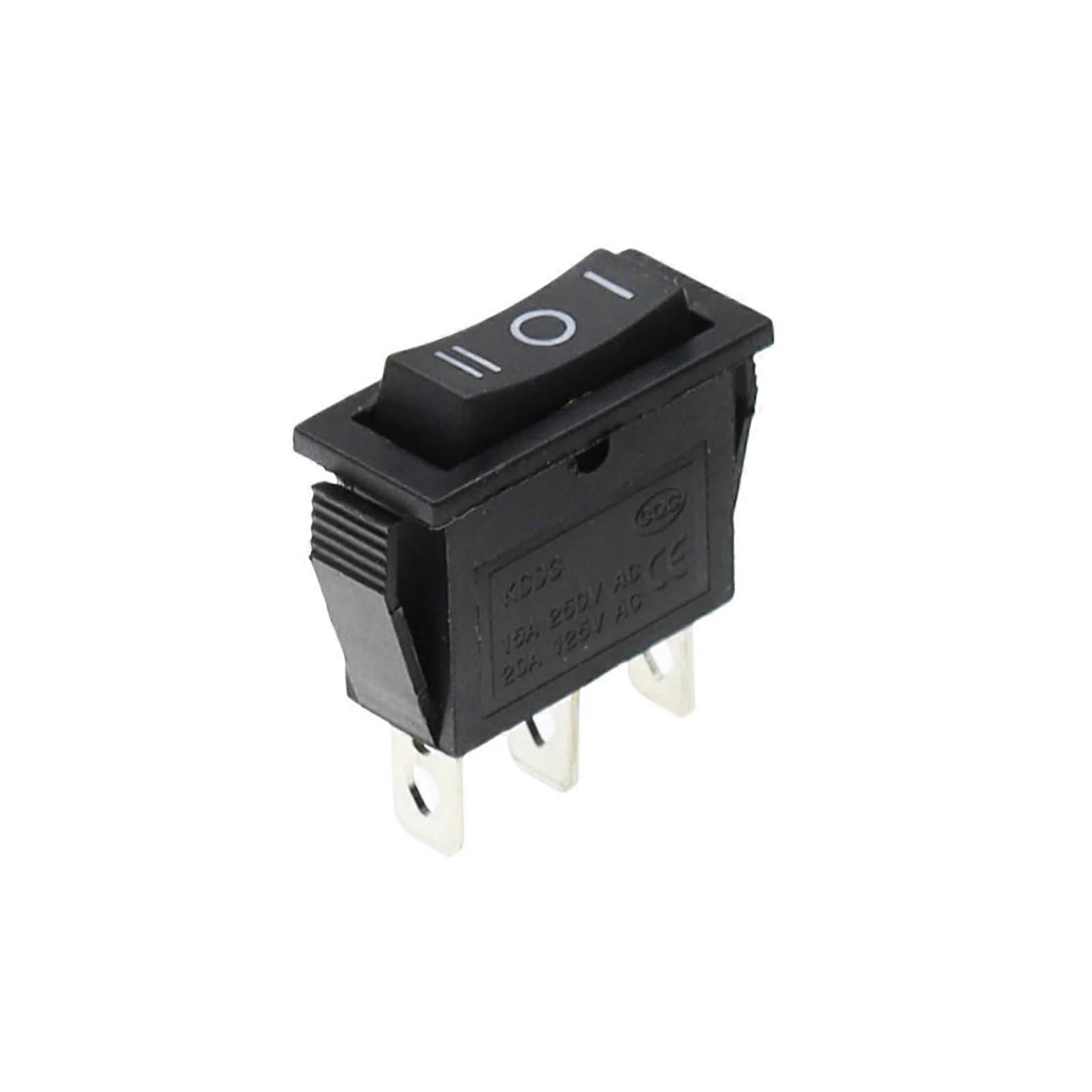 3500W KCD3 3 Pin Rocker Power Switch with Light, Black 3 Position Control, 10PCS